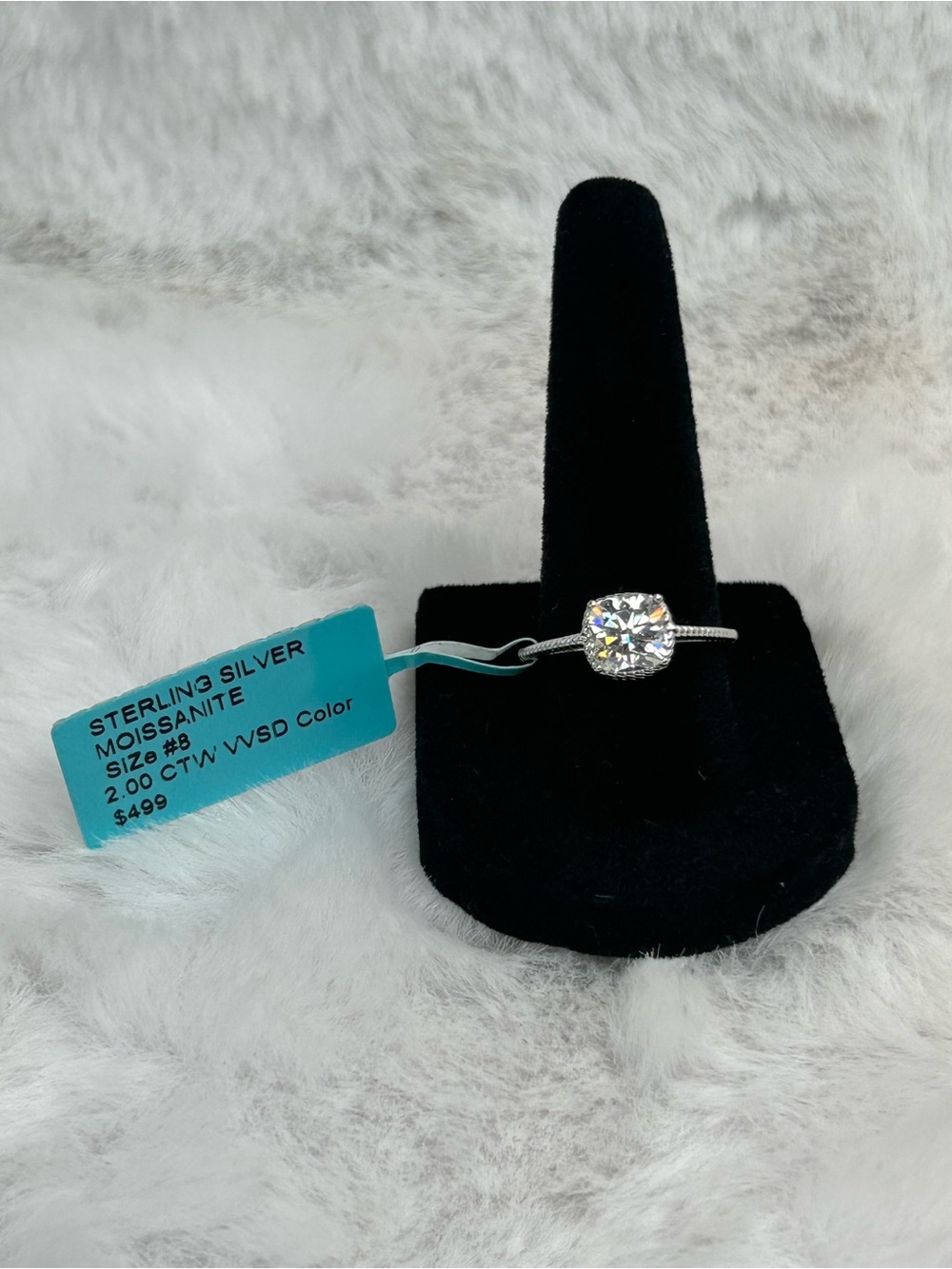 Size 8 moissanite ring 2.00 CTW 925 sterling silver 8-12-0826ss
